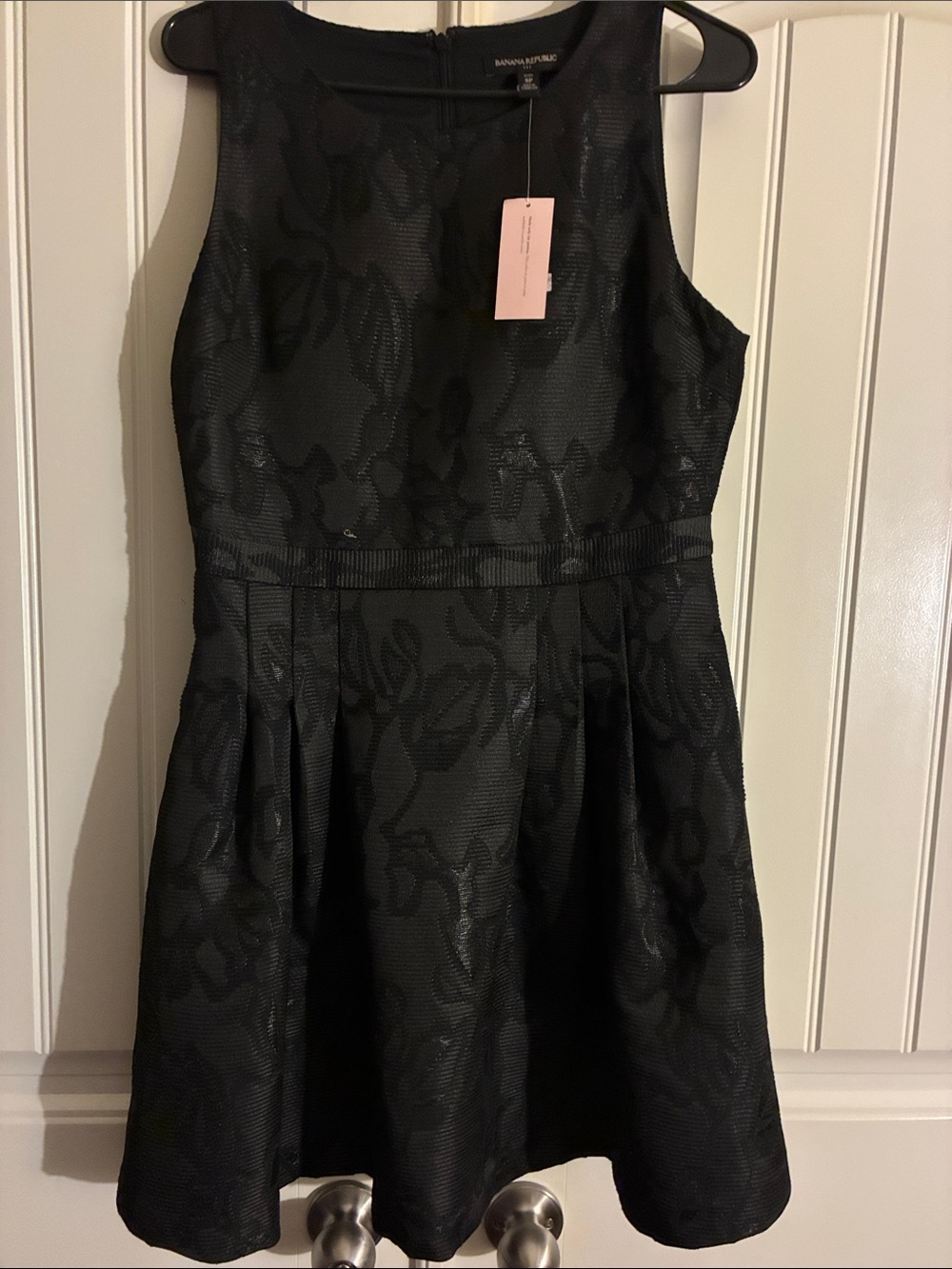 Banana Republic Black Textured Fit & Flare Dress size 8P
